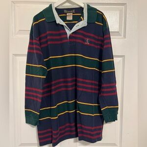 Vintage Men’s Navy Striped Polo Shirt